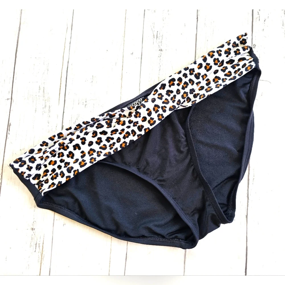 Coco Reef Black Cheetah Leopard Print Bikini Bottoms Soft Stretchy Beach Summer - Picture 1 of 4